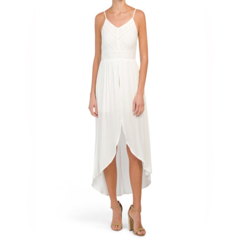 ALMOST FAMOUS Juniors Hi Lo Dress with short underlay, size L